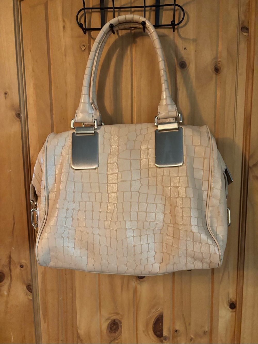 Banana Republic Croc-Embossed Satchel – Cream